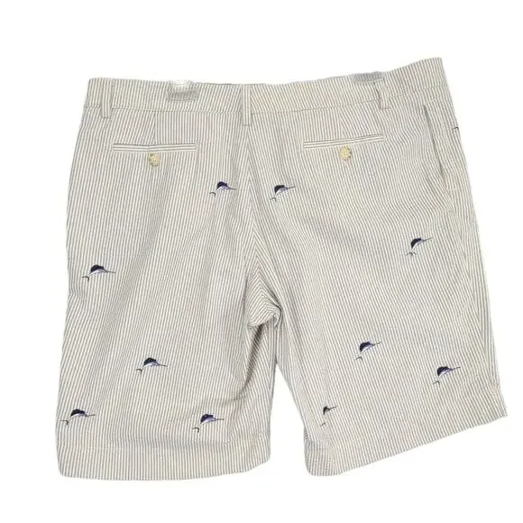 Berle Mfg Co Women's 16 Sailfish Embroidered Seersucker Shorts Vintage Stonewash - Picture 2 of 6